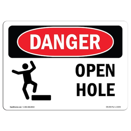 OSHA Danger Sign, Open Hole, 24in X 18in Decal